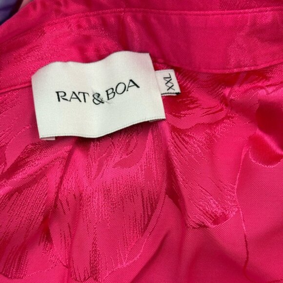 🆕 RAT & BOA 🧿 NWOT Paloma Pink Floral Satin Long Sleeve Mini Dress Sz XXL US12 - Picture 13 of 15